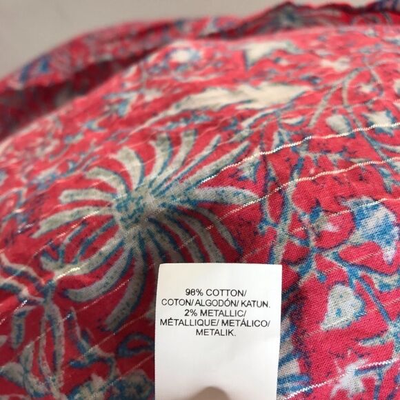 Lucky Brand Cold Shoulder Metallic Stripe Fireworks Print Top Size Medium - Picture 7 of 8